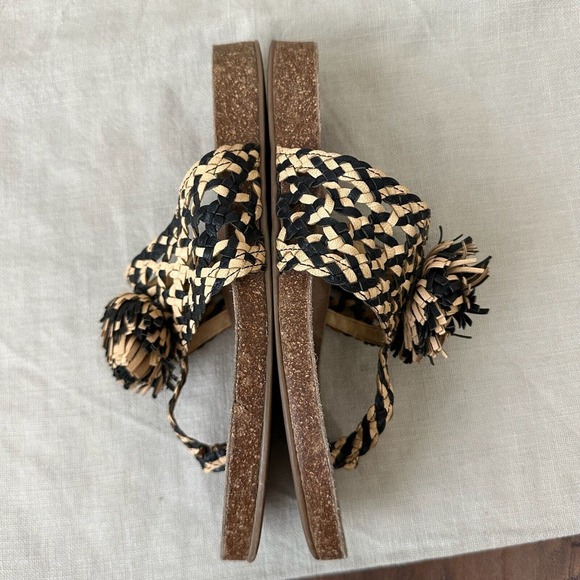 ULLA JOHNSON Netta Toe-Ring Weaved Sandal Pom-Pom Multi - Picture 6 of 11